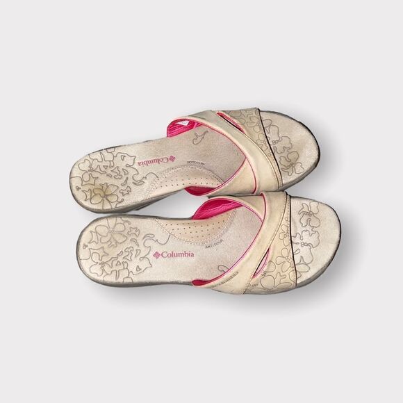 Columbia Tan Leather Slip On Sandals Size 7 - Picture 3 of 6